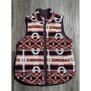 Maurice's Aztec Reversible Faux Fur Sherpa / Quilted Vest - Like New - Size S